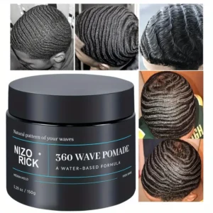 Nizo Rick 360 Wave Pomade 150g, Gel para el cabello unisex para adultos con escualano y aceite de ricino de origen vegetal, fórmula hidratante para todas las etapas del cabello, fijación fuerte y fácil enjuague, para tipos de cabello normal.