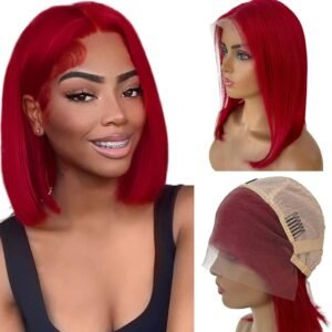 Peluca de cabello humano rojo