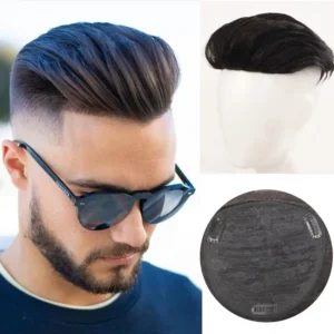 Peluca de moda para hombre de pelo negro ondulado
